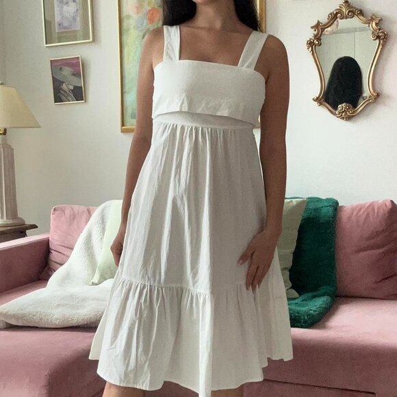 White Cotton Flowy Milk Maid Dress - Picture 5 of 5